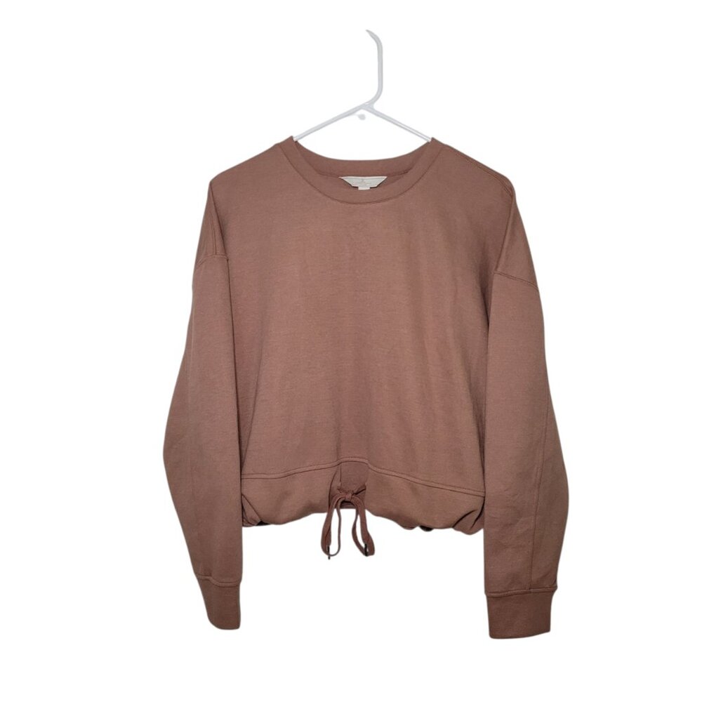 Jules & Leopold Boxy Cropped Crewneck Sweatshirt Drawstring Hem Brown Womens XL - Picture 9 of 9